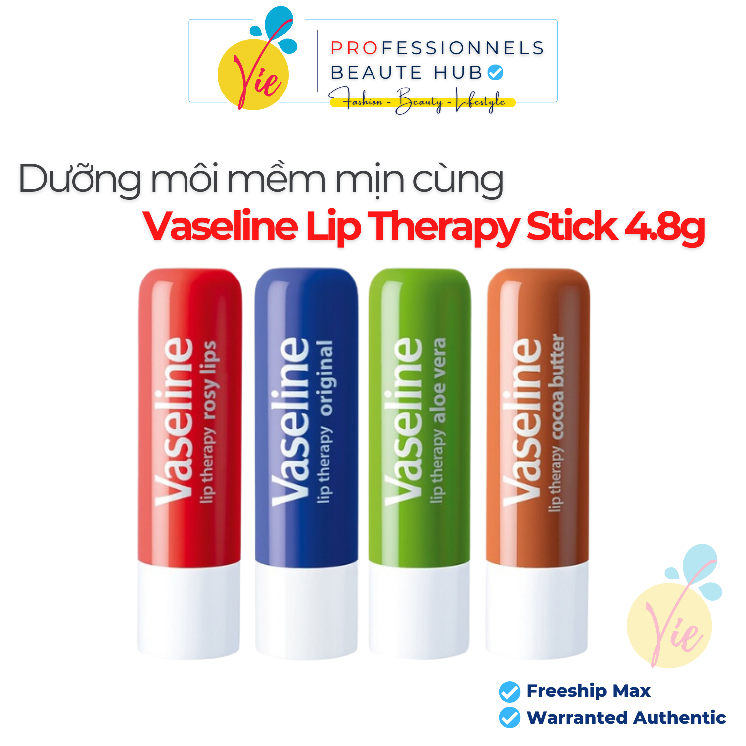 Son Thỏi Dưỡng Ẩm, Chống Nứt Nẻ Môi Vaseline Lip Therapy Dạng Thỏi 4.8g