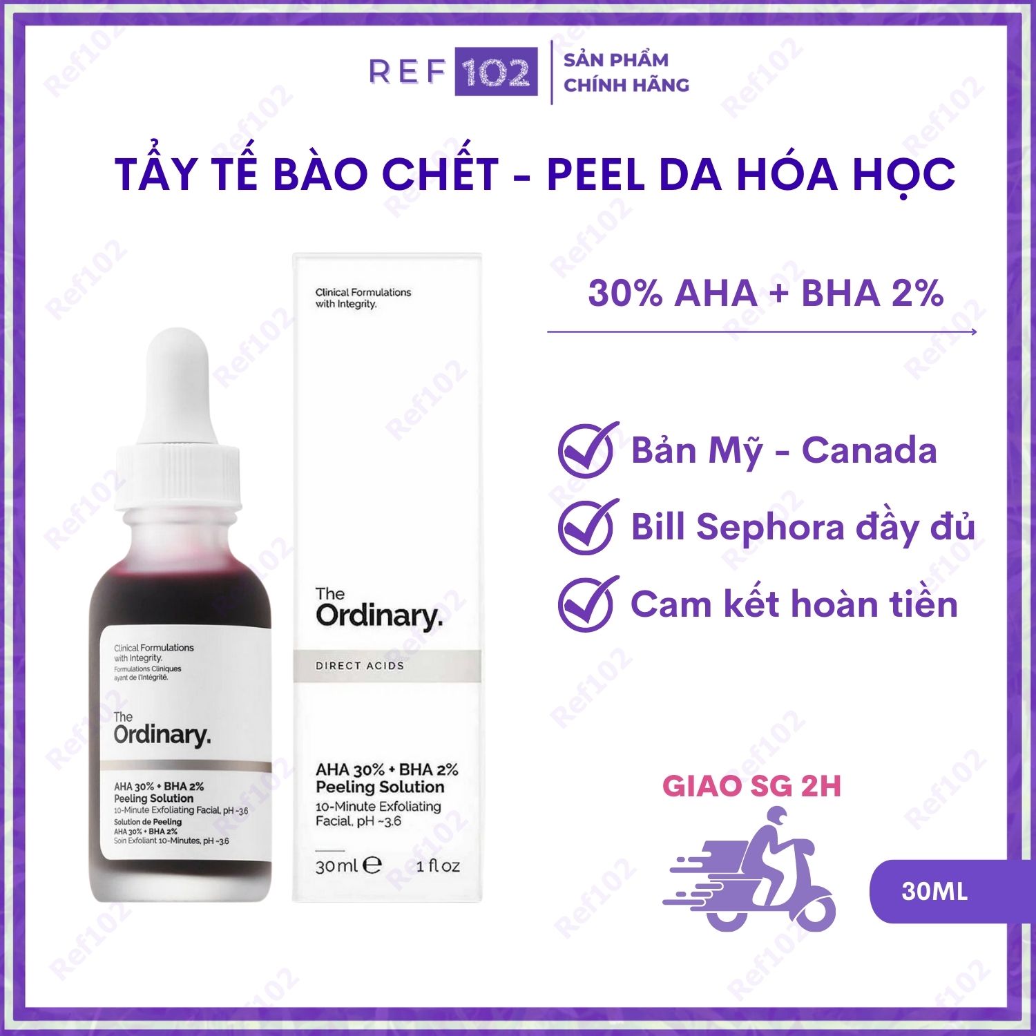 Tẩy da chết hoá học the ordinary aha 30% + bha 2% peeling solution 30ml ref102
