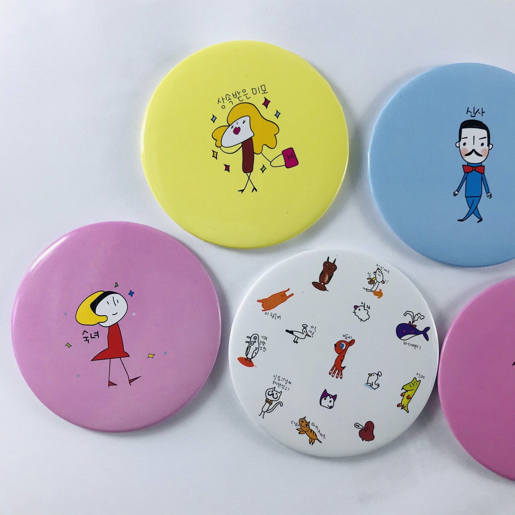 Gương trang điểm mini Hàn Quốc, Gương Mini Cầm Tay Đáng Yêu - Gương tròn bỏ túi tiện dụng