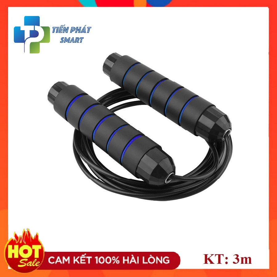 Dây Nhảy Lõi Thép Tập Thể Dục Chắc Chắn Dài 3m Cao Cấp Màu Đen sọc xanh dương