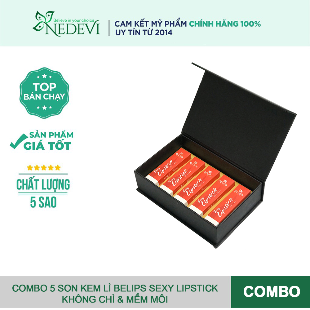 Combo son kem lì Belips Sexy Lipstick 5 màu son kem tùy chọn - 6 màu son cá tính, trẻ trung