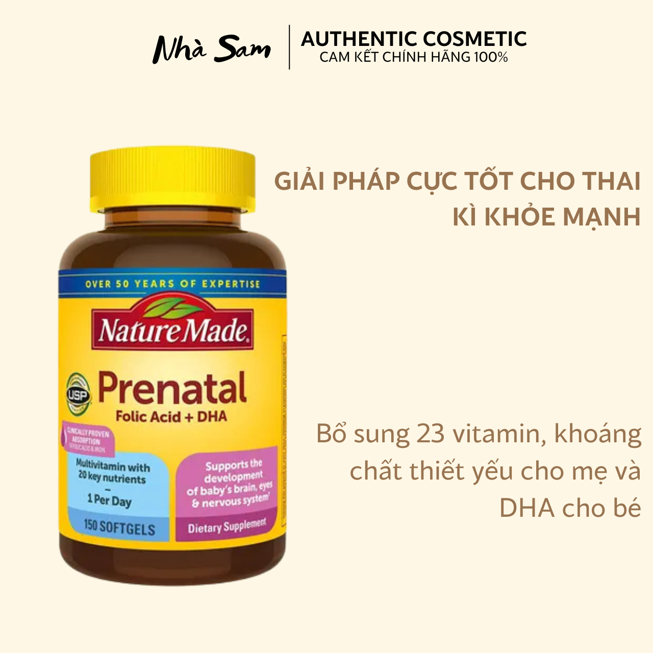 Viên Uống Nature Made Bổ Sung Vitamin Hỗn Hợp DHA Tốt Cho Sức Khỏe Thời Kì Mang Thai Hộp 150 Viên | Nhà Sam