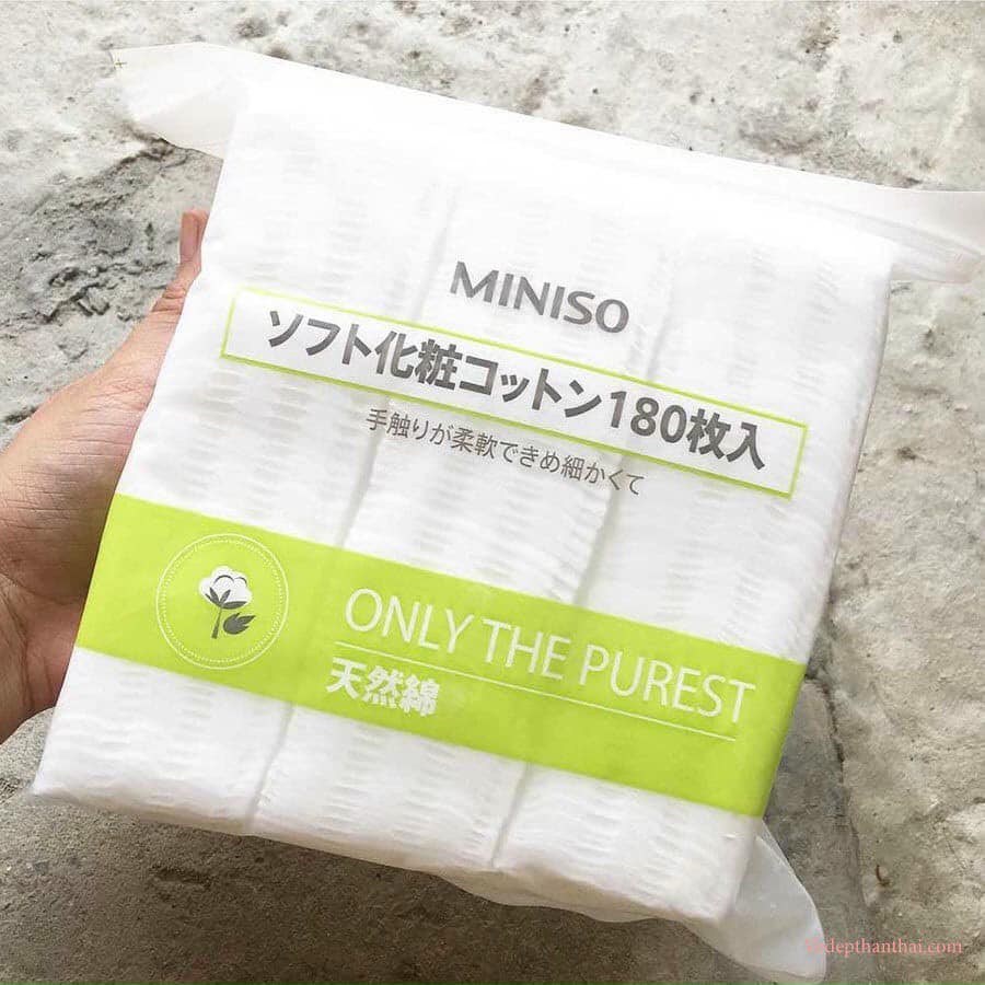 Bông tẩy trang miniso nhật bản 180 miếng