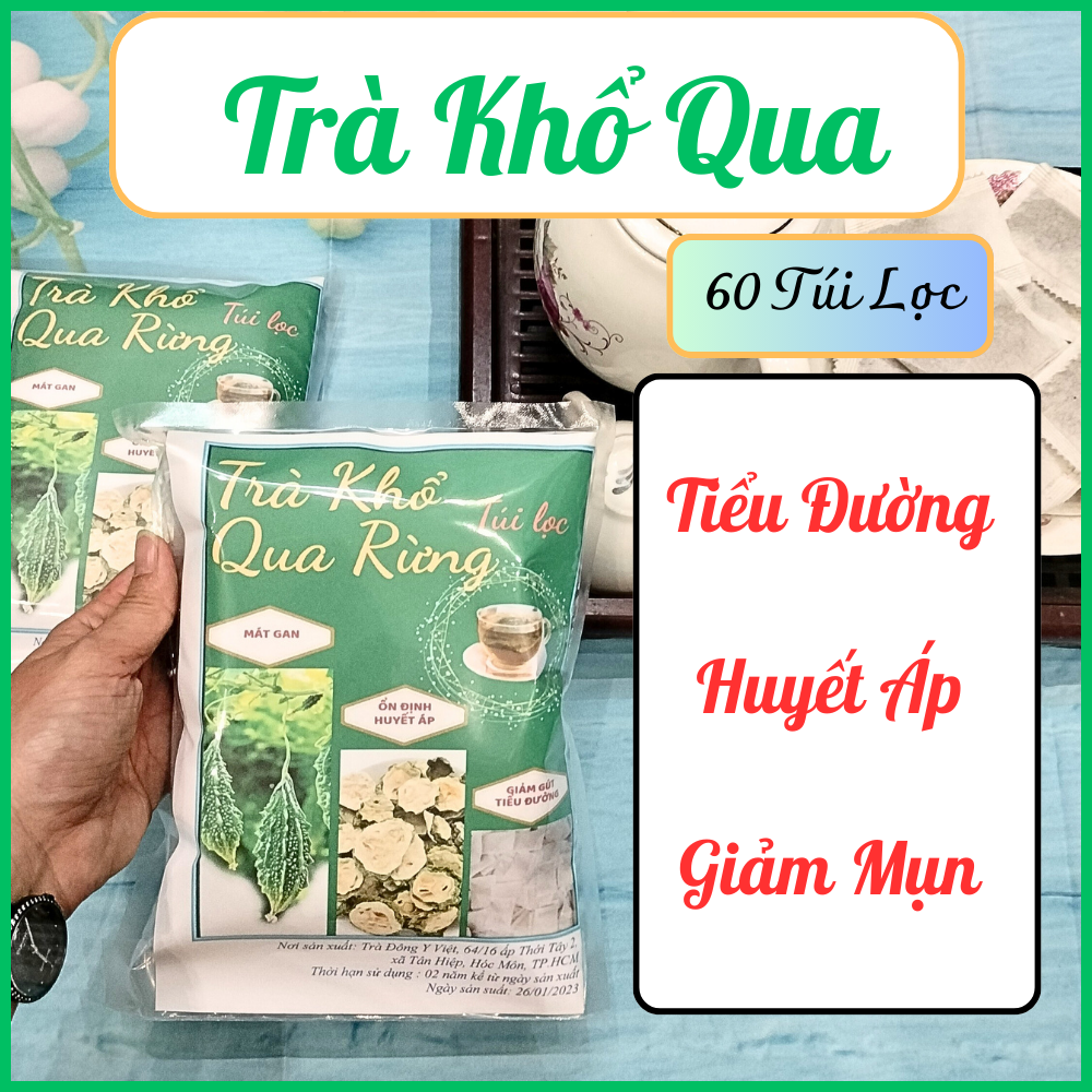Trà Khổ Qua Rừng, 60 túi lọc, Thanh Nhiệt, Giảm Mụn, Giảm Gút và Tiểu Đường, Ổn Định Huyết Áp ,Tra dong y viet