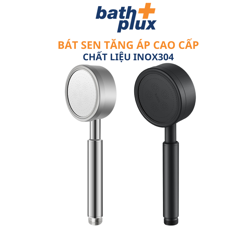 Vòi sen tắm nóng lạnh tăng áp bát tay sen tắm cao cấp inox 304 dây sen inox và cài sen dán Bathplux TS50