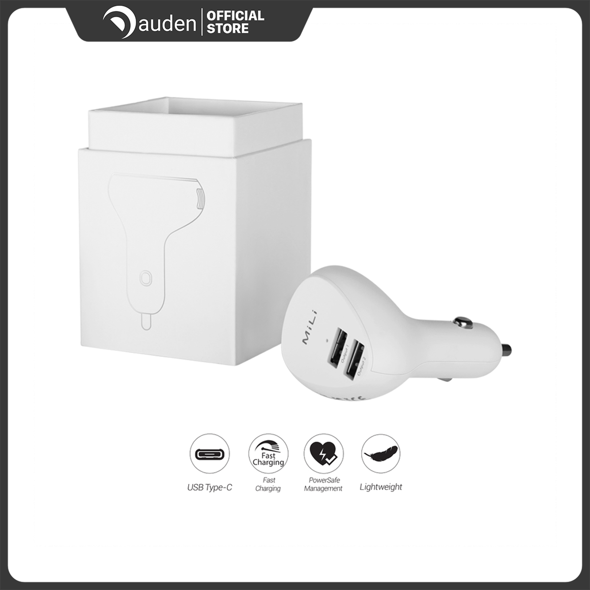 Sạc ô-tô smart air mili - hc-c39 màu trắng - dâu đen store