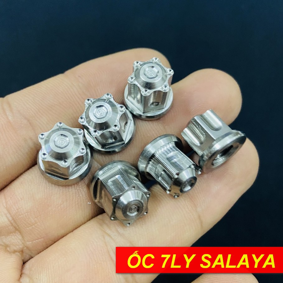 Ốc salaya 7ly gắn nắp 4 lổ đầu bò xe honda wave dream