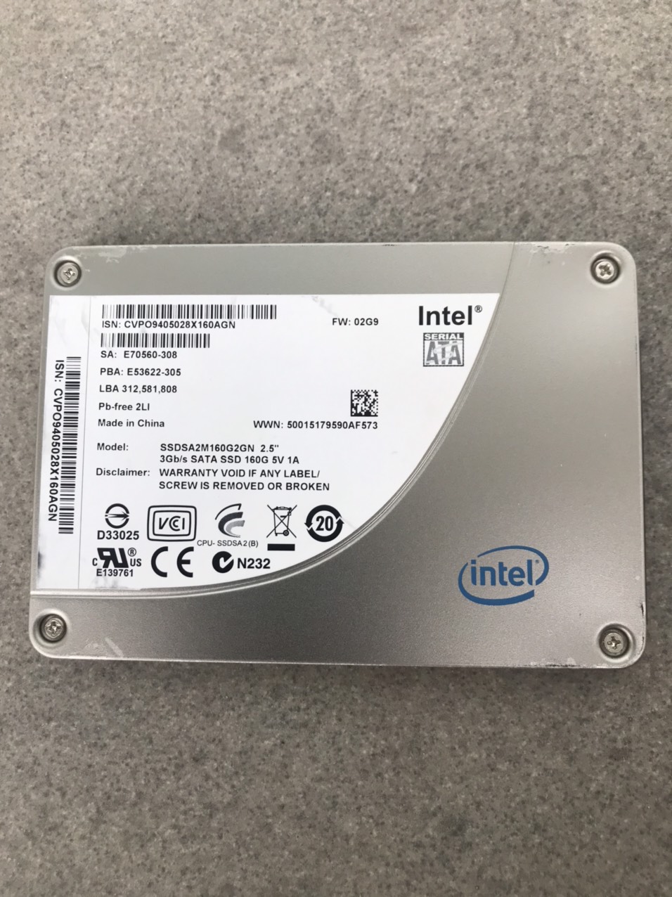 Ổ cứng ssd 160gb intel 2.5” sata3.0g/s - hàng xách tay usa