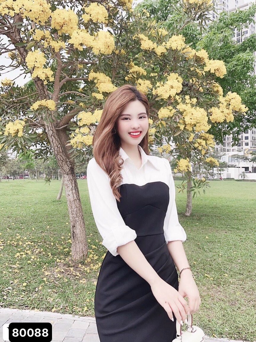 ĐẦM POLY KIỂU SƠMI DÁNG CÔNG SỞ SIÊU XINH THỜI TRANG NỮ CAO CẤP THỜI TRANG EL09 FASHION