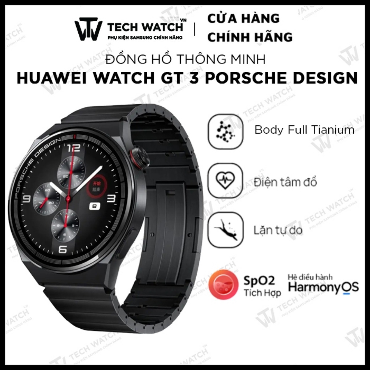 [ Huawei WATCH GT 3 Porsche ] - Đồng Hồ Thông Minh Huawei WATCH GT 3 Porsche Design Edition - TechWatchVN