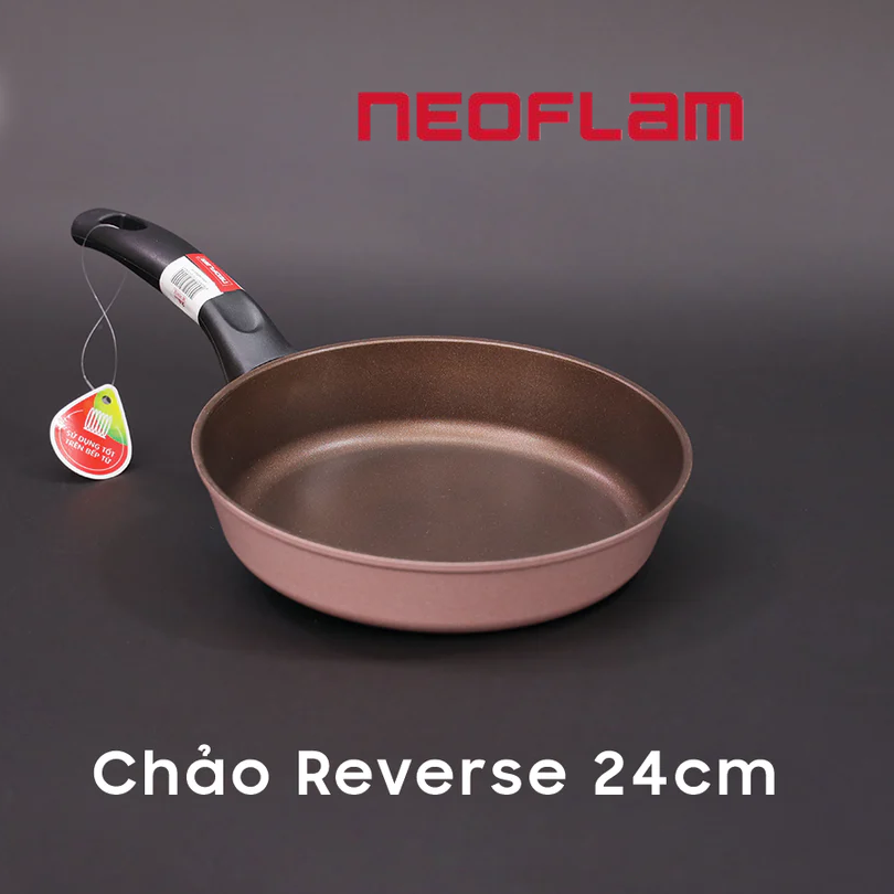 Chảo chiêN chồng dính bếp từ Neoflam Reverse - Hàn Quốc 24cm, thân hợp kim nhôm, phủ chống dính Silkware của hãng Daikin_Nhật Bản.