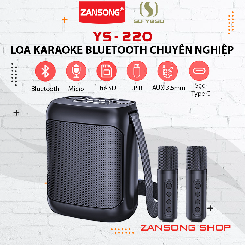 Loa bluetooth ys loa di động mini ys-220 kiêm luôn loa trợ giảng ZANSONG - tặng kèm 2 mic