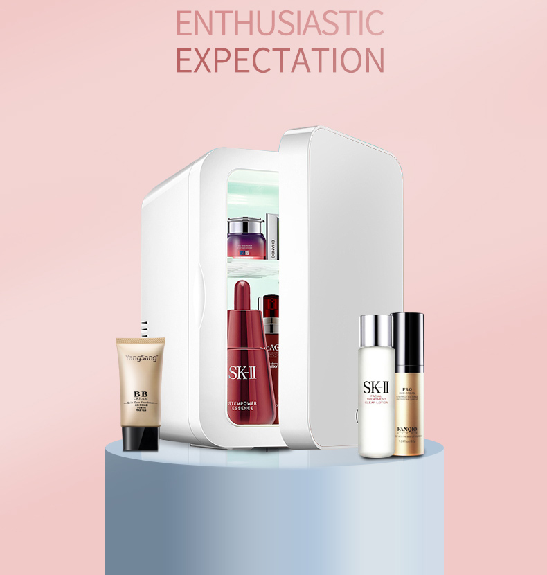 Tủ Lạnh Đựng Mỹ Phẩm Mini Với Mặt Kính Gương Gắn Đèn Led Sang Trọng Dung Tích 8 Lít Tiết Kiệm Điện