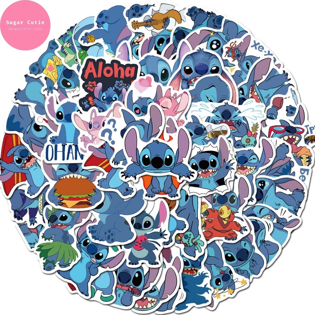 Stickers Stitch 2 kích thước nhãn dán pvc không thấm nước Disney