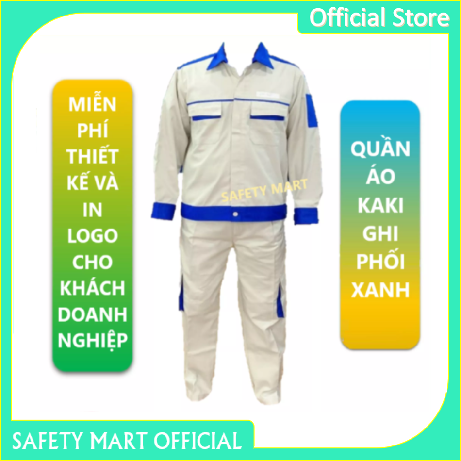 Quần Áo Bảo Hộ Lao Động Kaki Phối Xanh Hàng VNXK (Miễn Phí In Logo)