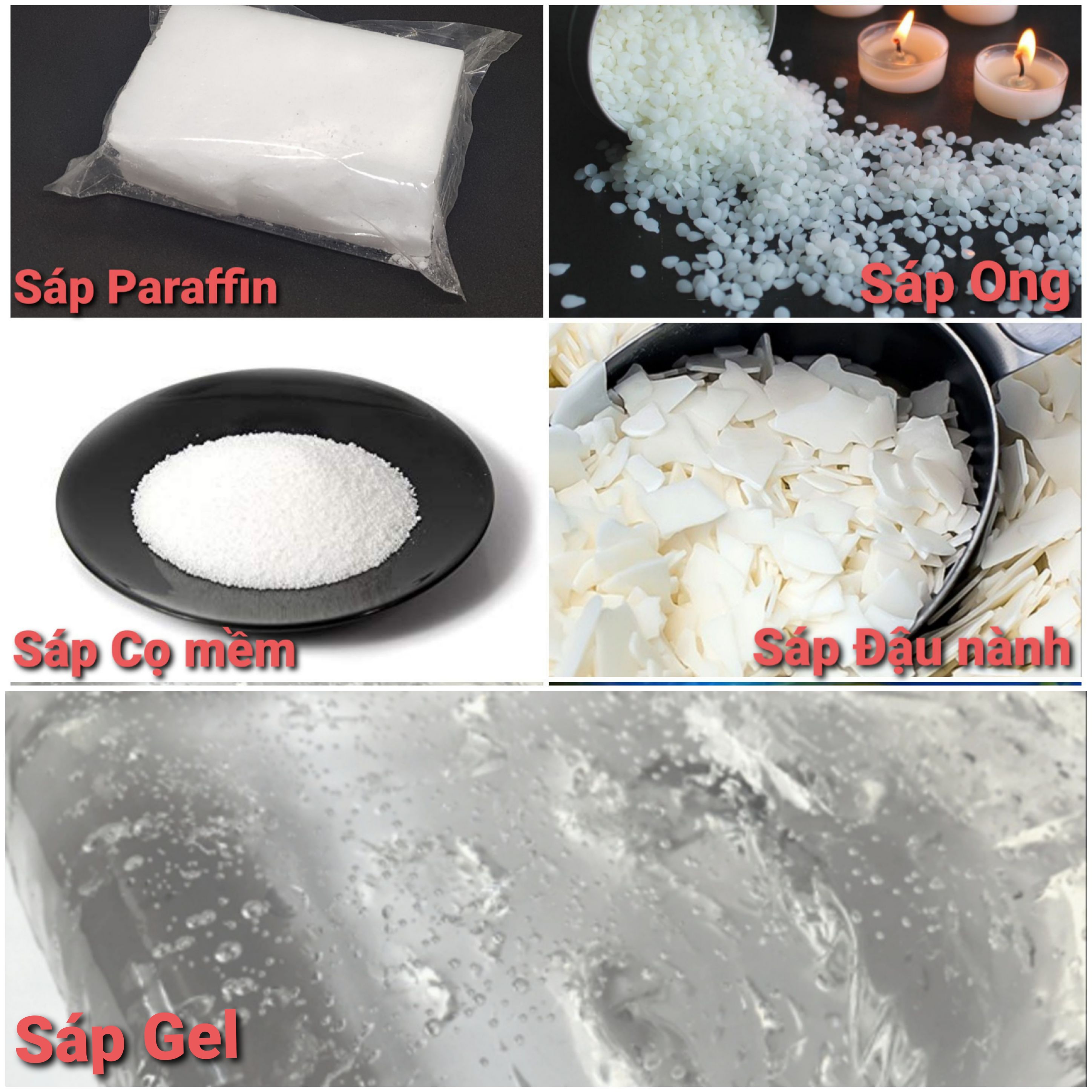[HCM]2kg-3kg Sáp Nến: Paraffin Malaysia GEL trong  Ong Cọ mềm Đậu nành 100% tự nhiên
