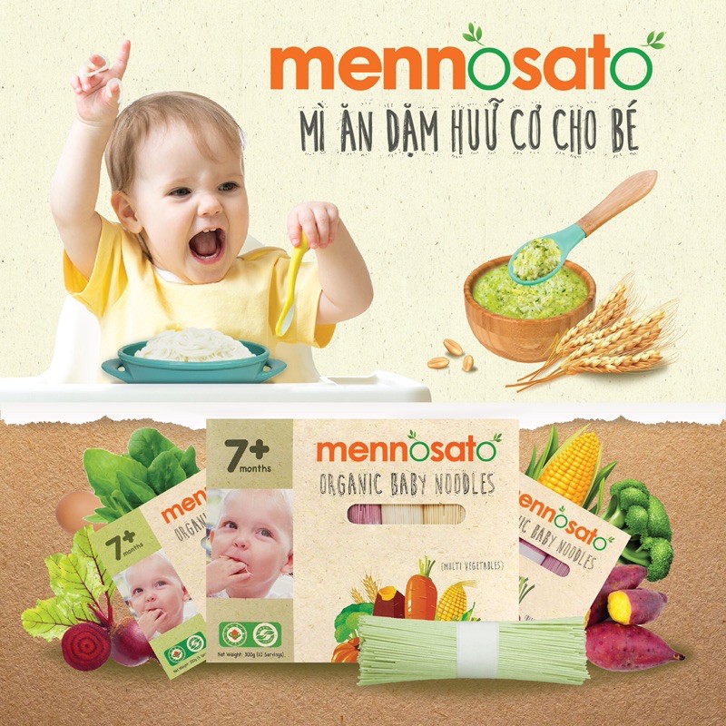 Mì ăn dặm hữu cơ cho bé mennosato từ 7 tháng tuổi