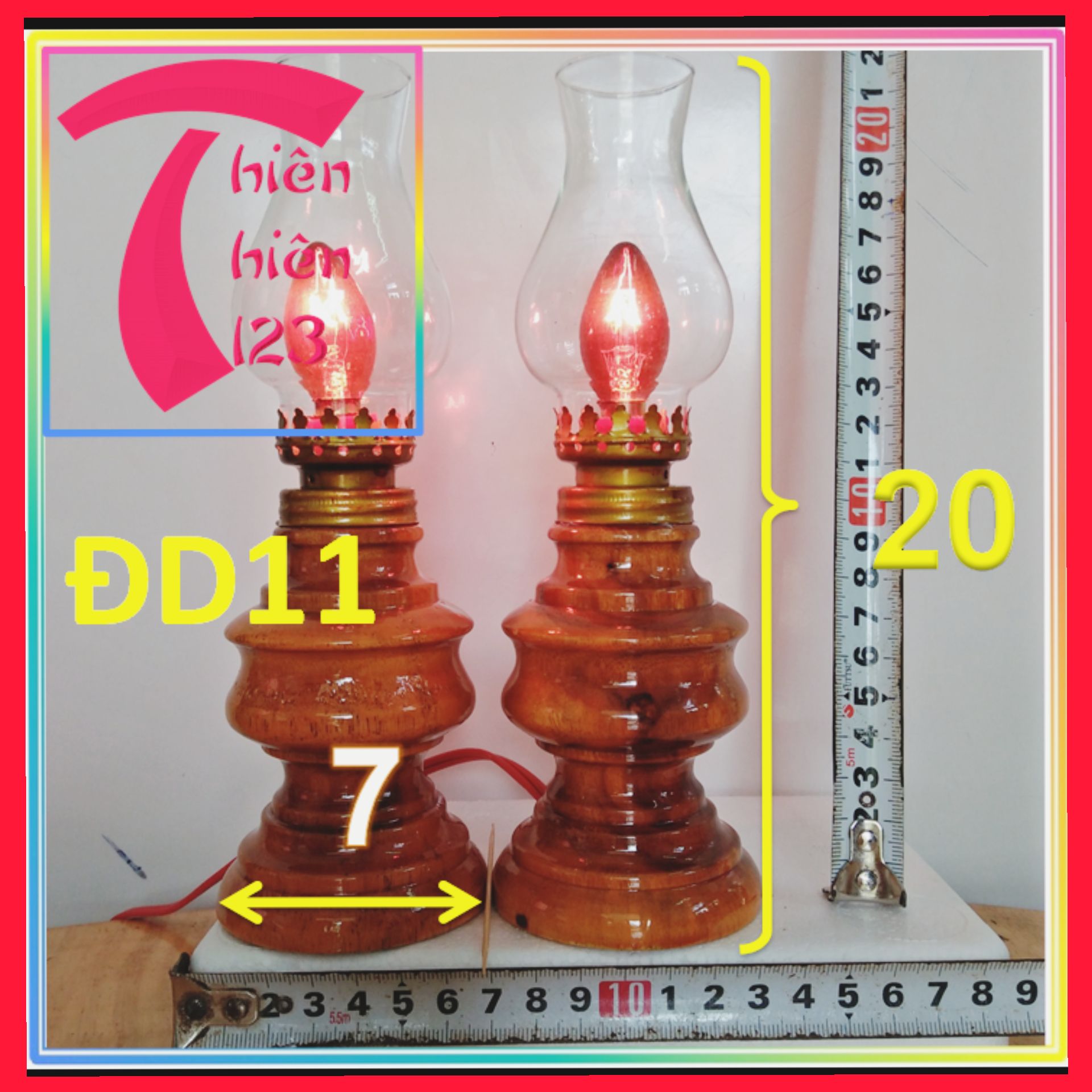 Cặp đèn thờ gỗ tràm vàng . đèn thờ gỗ điện trang trí phong thủy
