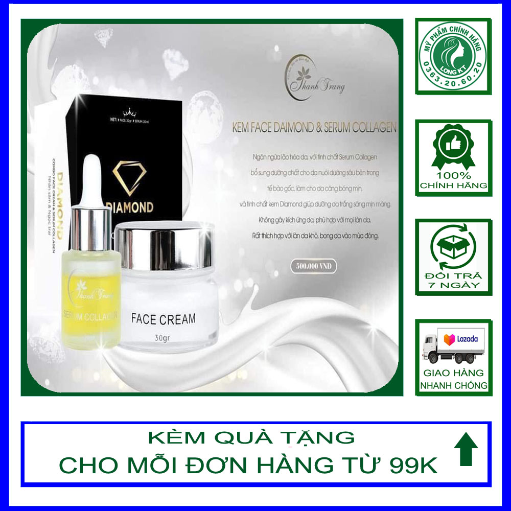 Mẫu mới Bộ Daimond Face & Serum Thanh Trang - Kem face cream Diamond Thanh Trang trắng da, chống lão hóa