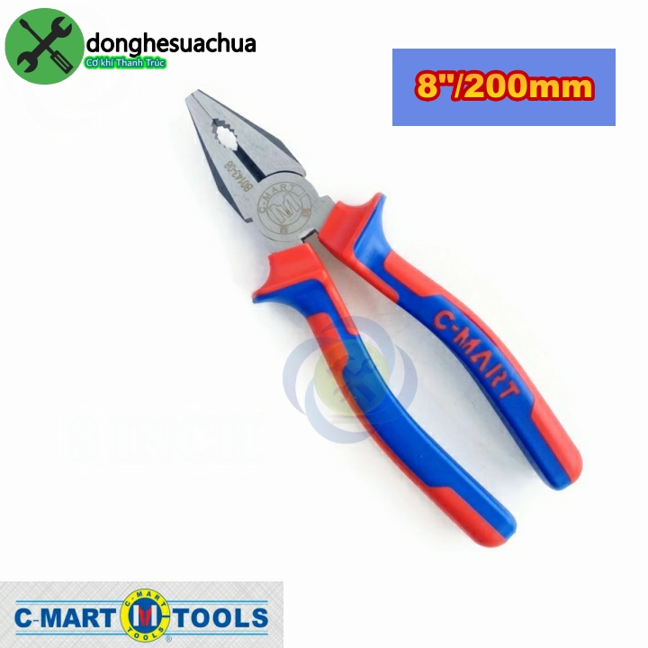 Kìm điện cán xanh đỏ c-mart b0143-8 200mm 8inch