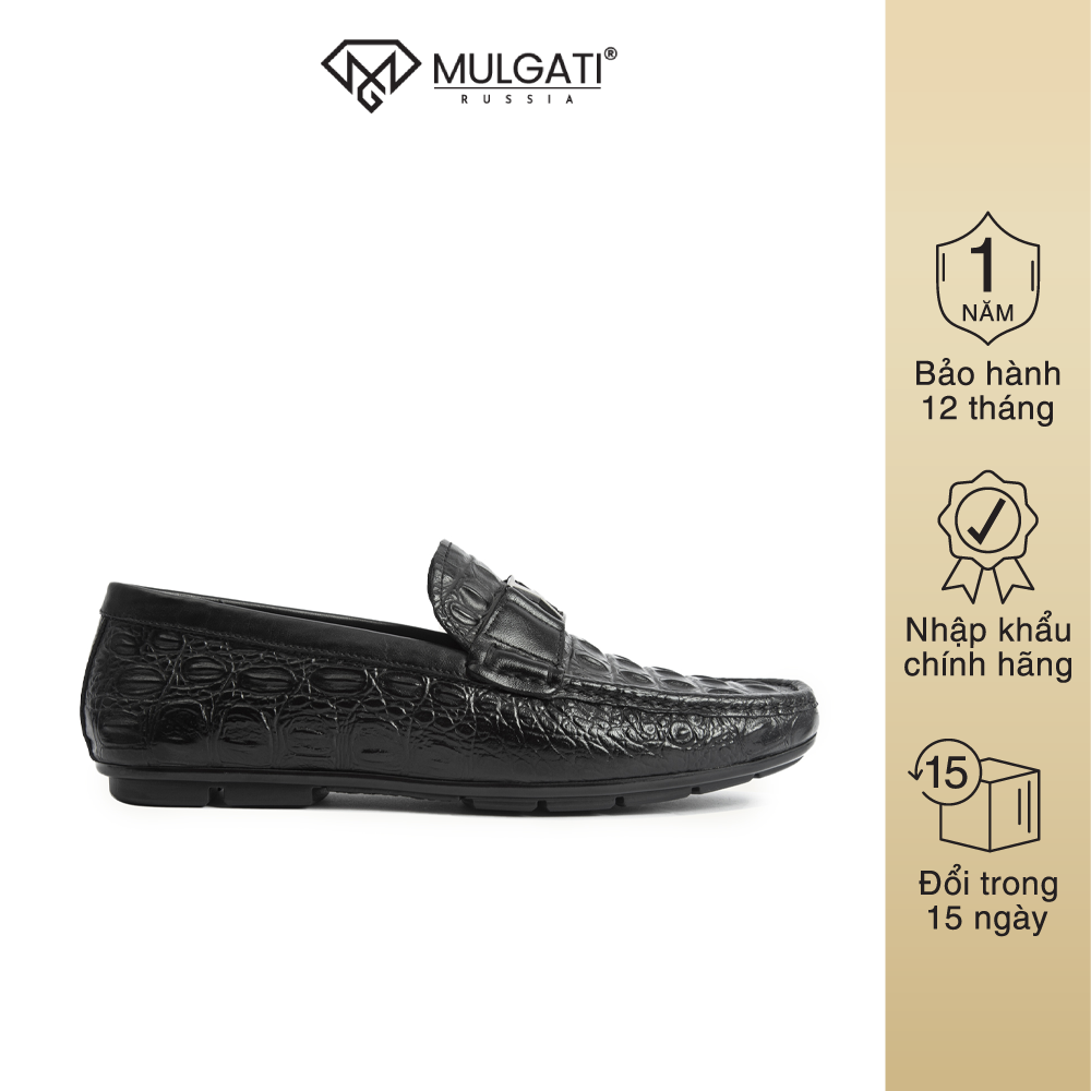 Giày lười nam mulgati classic moccasin vân cá sấu - 105-105