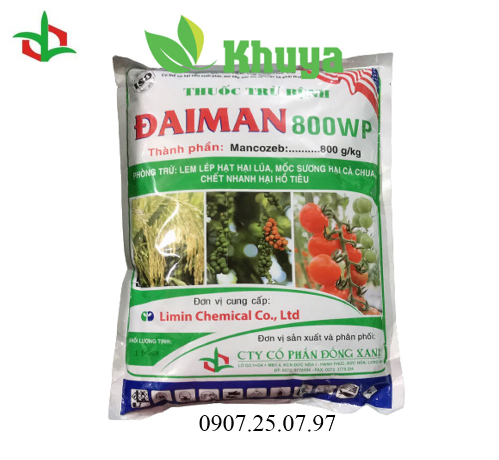 Thuốc trừ bệnh đaiman 800wp 1kg mancozeb xanh