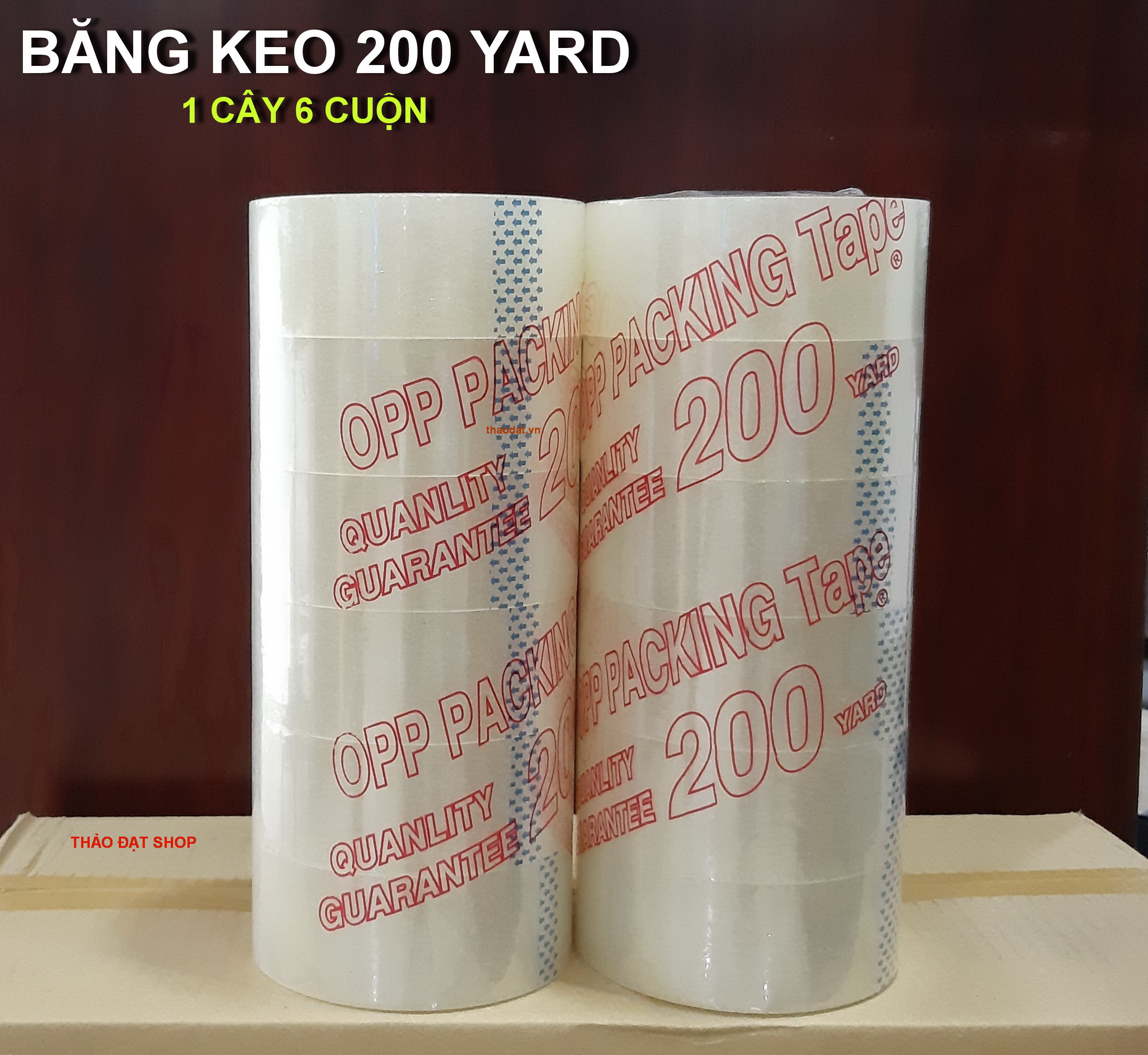Băng keo trong 200 yard 1.8kg - cây 6 cuộn
