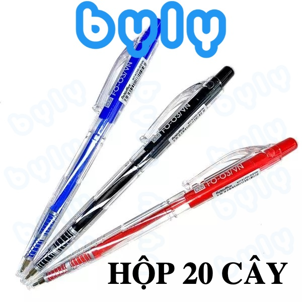 Hộp 20 cây bút bi bấm thiên long flexoffice fo-03/vn ngòi 0.5mm - byly store có ship hoả tốc