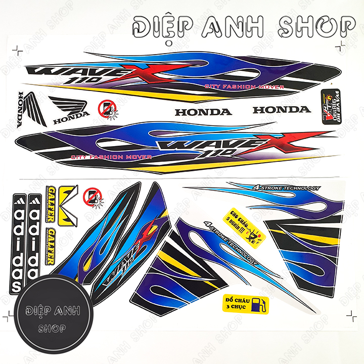 Tem rời Wave Alpha 110 ( Đời 2017 - 2020) - Tem 3 lớp chống phai màu