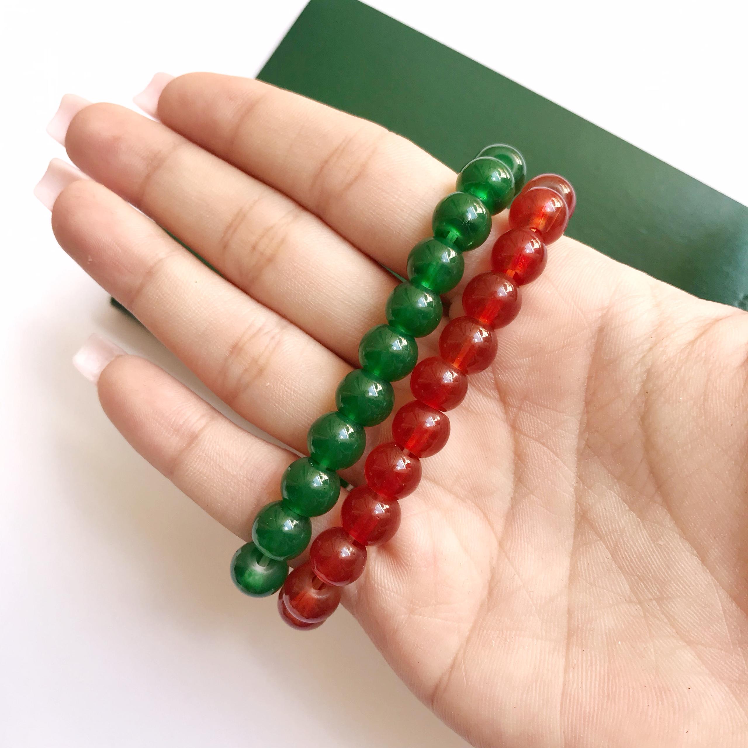 [HCM][Combo 2] Vòng Đá Thiên Nhiên Xanh Ngọc Và Đỏ 8 Ly