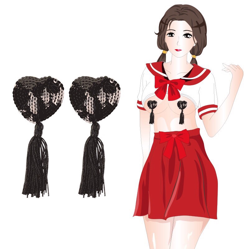 Dán ngực tân nương hình trái tim sexy đen đỏ 🚀ship hcm cici bonita