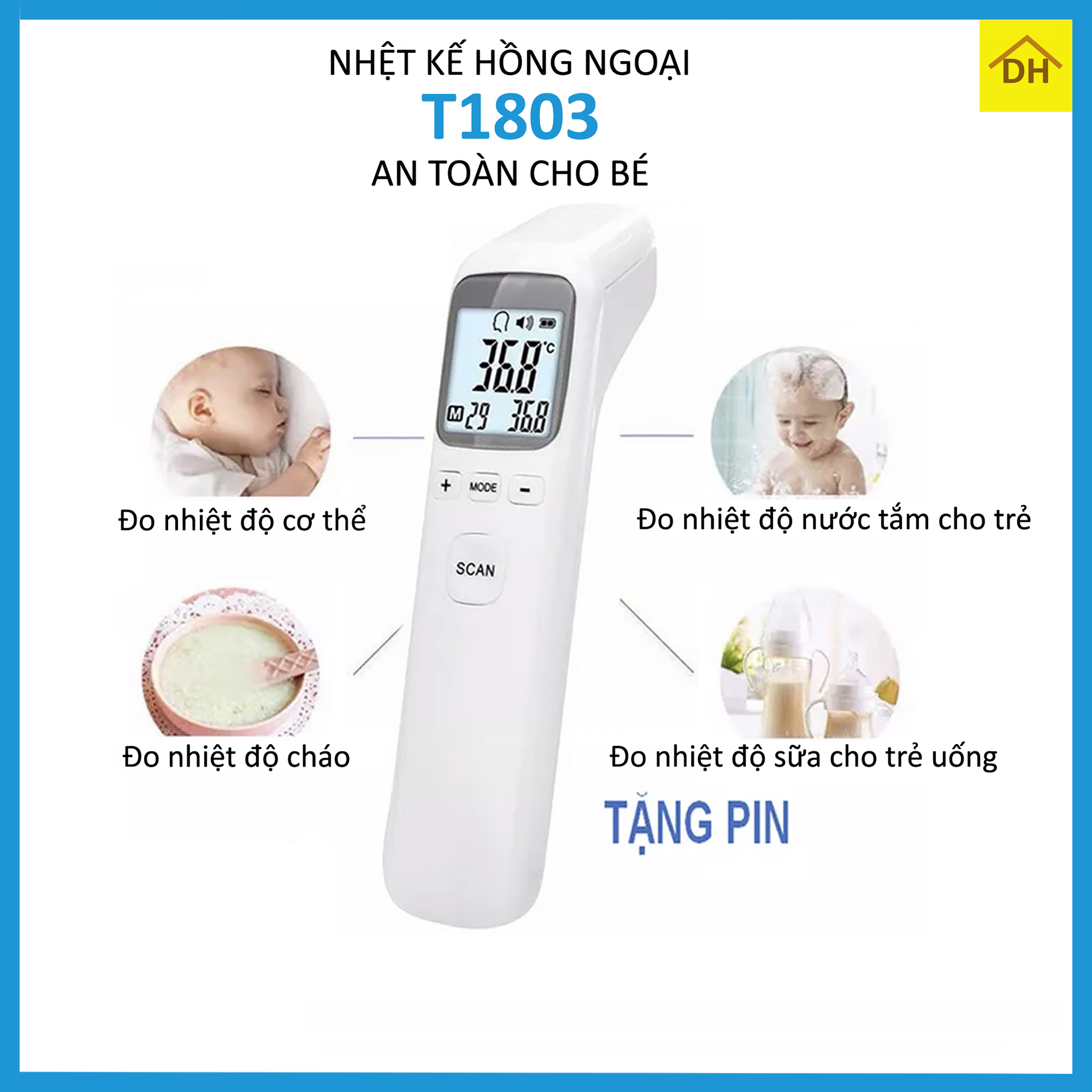Nhiệt Kế Hồng Ngoại CK-T1803 Đo Nhiệt Độ Siêu Nhanh, Bảo Vệ Sức Khỏe Cho Cả Gia Đình, Chính Hãng Tặng Kèm Pin AAA