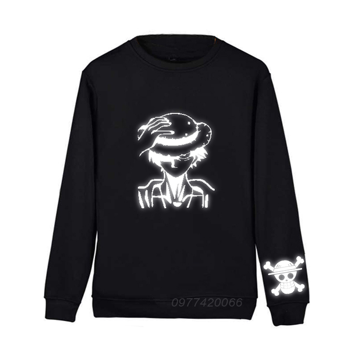 Áo sweater one piece luffy phản quang, áo thu đông one piece luffy phản quang, áo thun dai tay