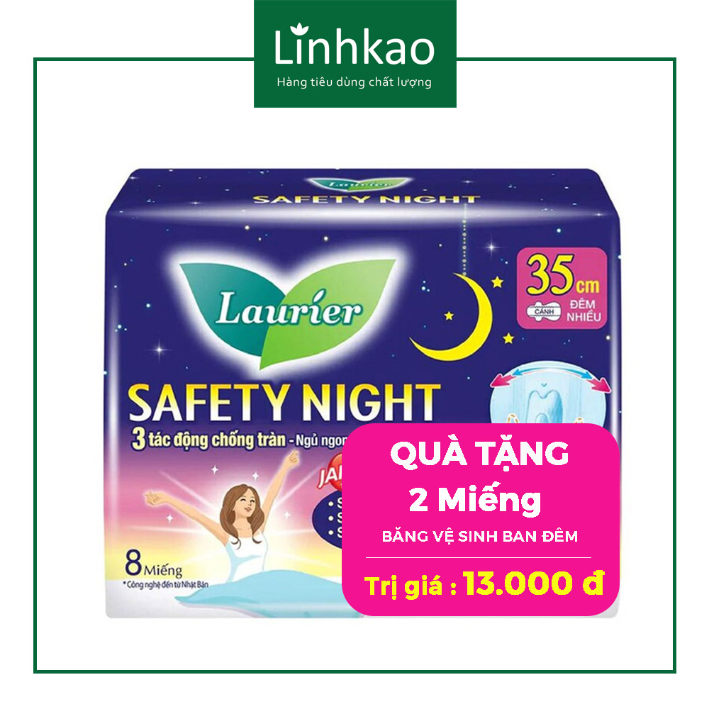 Băng vệ sinh laurier safety night ban đêm 35cm 8 miếng