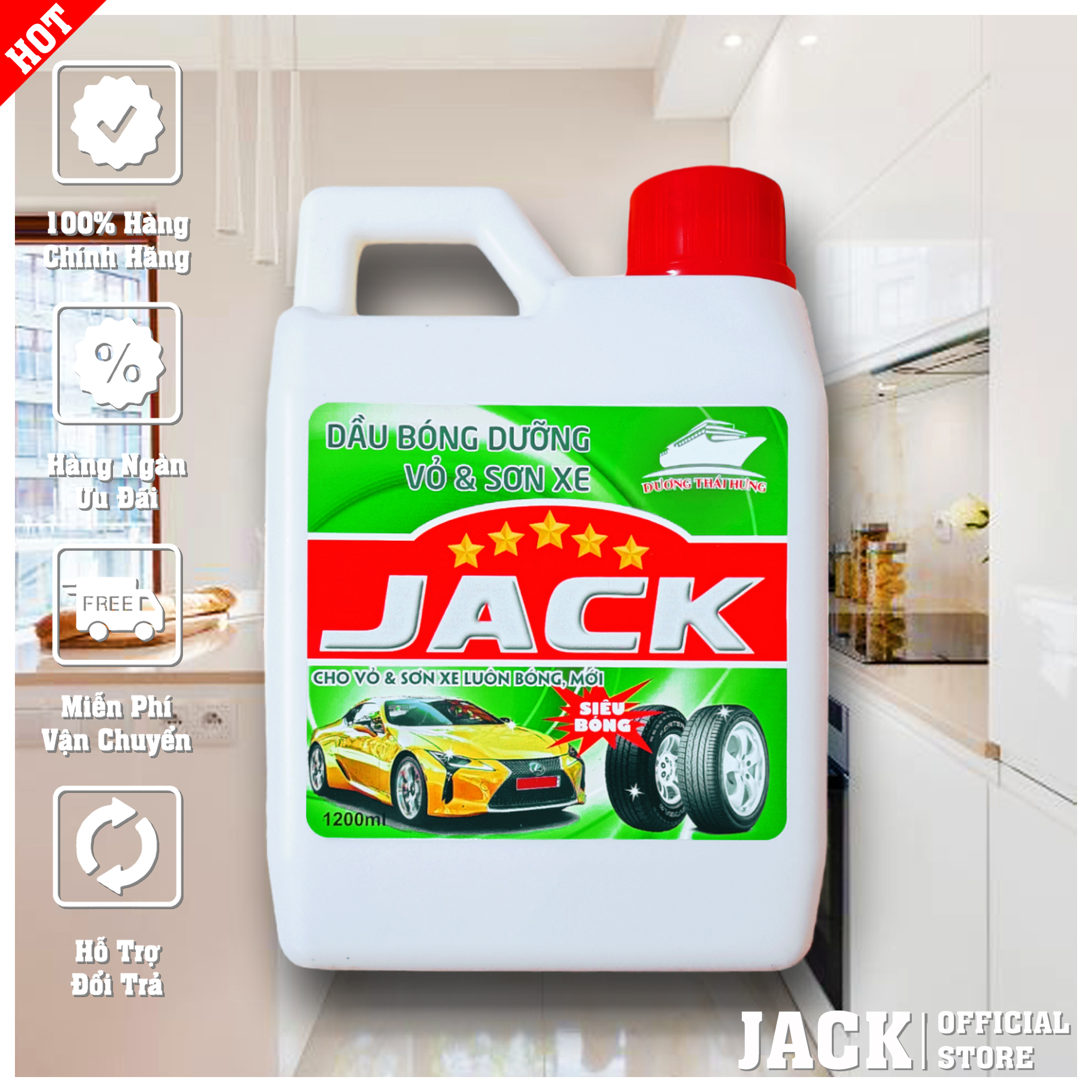 Dầu Dưỡng Bóng Lốp Xe Loại Chuyên Dụng Cao Cấp, Siêu Đặc, Chống Rạn Nứt Jack 1200ml