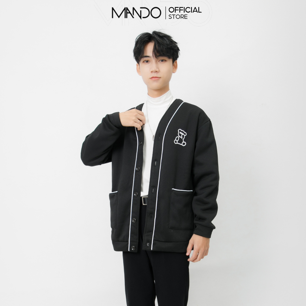 Áo Khoác Cardigan Nam Trơn Dài Tay MANDO, Chất Nỉ Cao Cấp, Form Rộng Trẻ Trung Phong Cách Hàn Quốc - NDN077