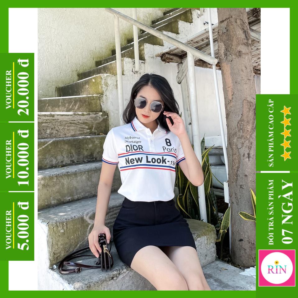 Áo thun cổ trụ di or áo polo di or trắng họa tiết vnxk - cotton cá sấu 100%