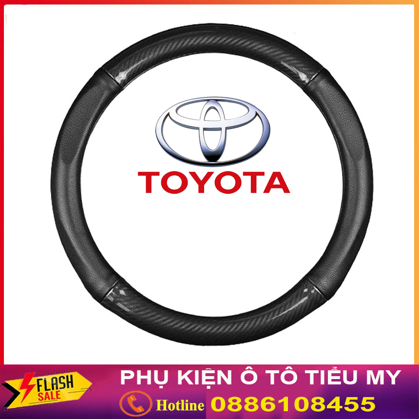 Bọc vô lăng, bọc tay lái, bọc da vô lăng cao cấp mẫu Carbon TOYOTA màu đen, chất liệu da dày dặn thiết kế bắt mắt Giúp bảo vệ bọc vô lăng