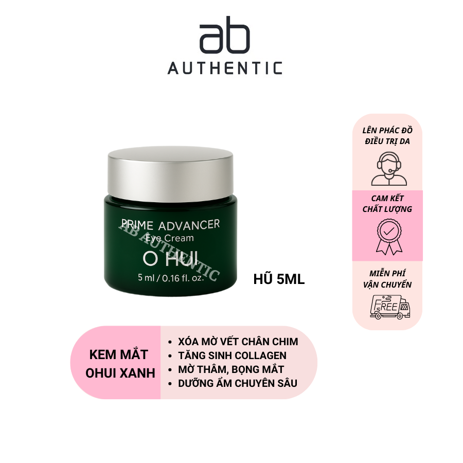 Kem mắt Ohui xanh nâng cơ, mờ nếp nhăn De-aging Eye Cream 5ML - AB AUTHENTIC