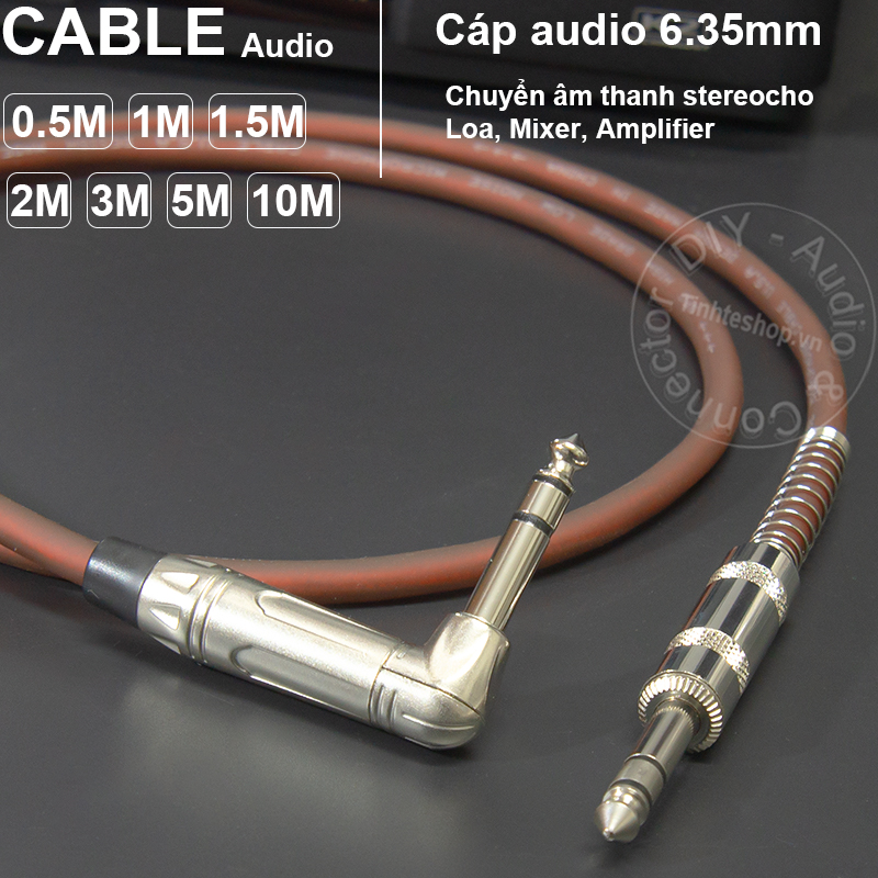 Cáp 6.5 ly stereo thẳng + bẻ góc diy 0.5m đến 10m - dây 6.3mm stereo