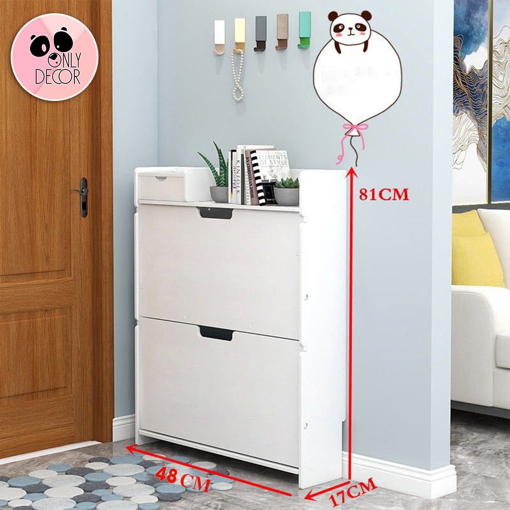 Tủ giày thông minh 2 tầng, tủ để giày chất liệu gỗ nhựa chống nước 100% Only Decor