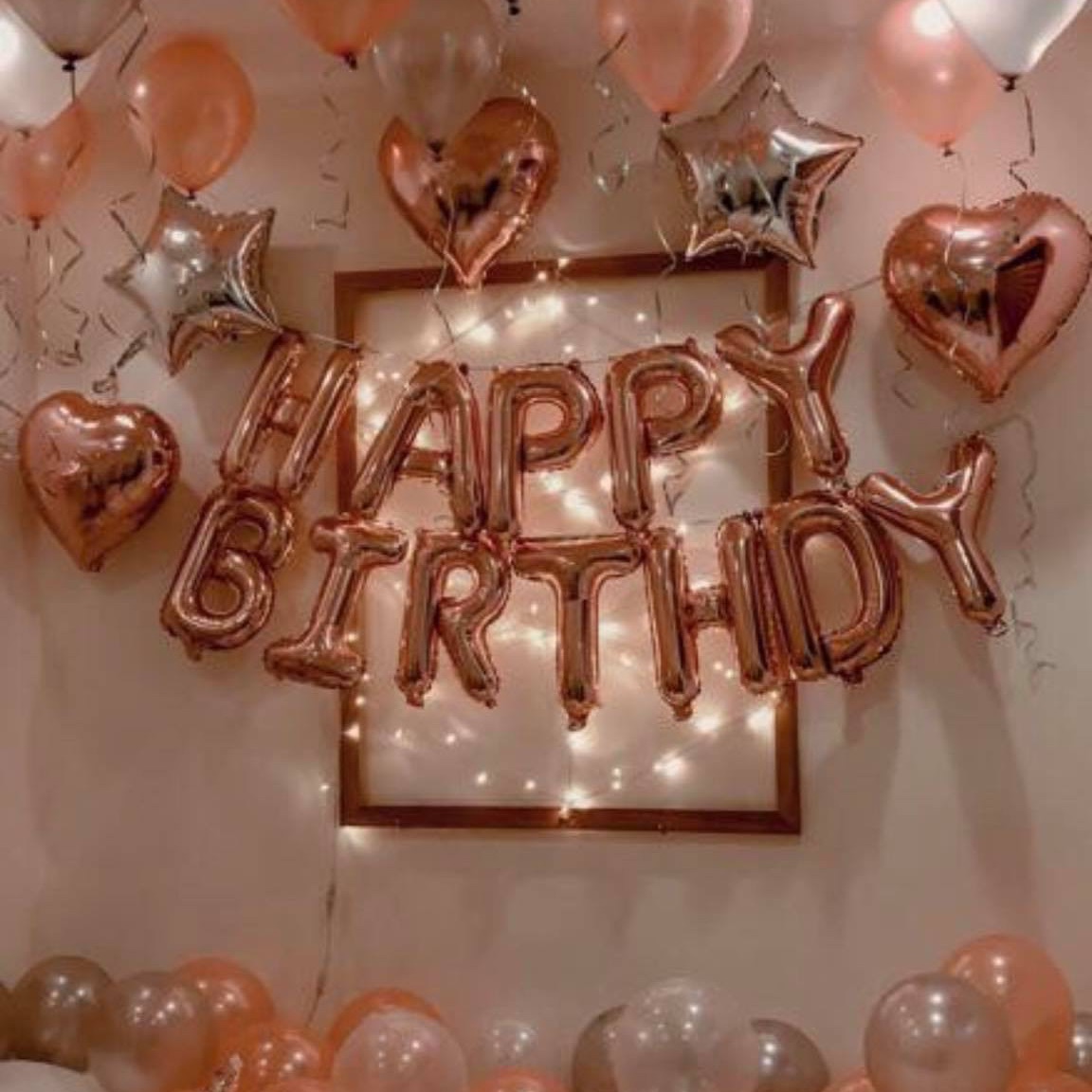 Set trang trí sinh nhật tone màu vàng hồng siêu xinh.  Set bóng sinh nhật cho bé trai, bé gái Hàng loại 1 giá tốt.