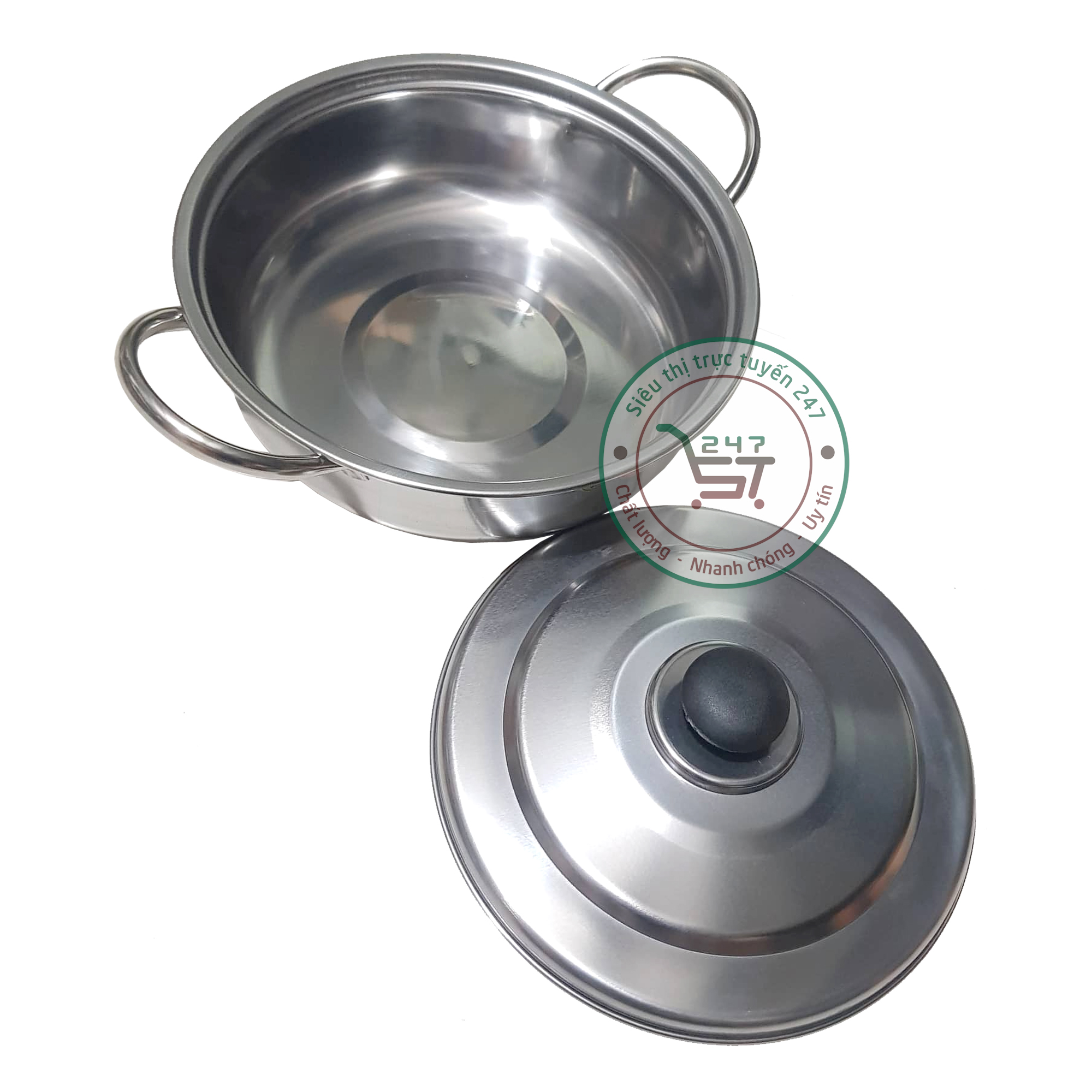 Lẩu Inox 22cm Nắp Inox Nồi lẩu đa năng nấu trên được mọi loại bếp với giá tốt cho bạn