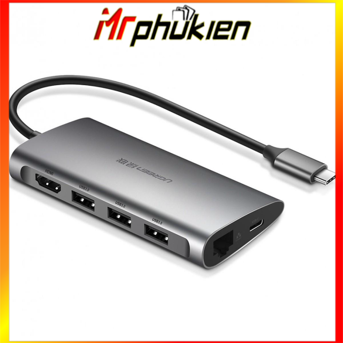 Bộ chia usb c to hdmi + usb 3.0 + lan 1gbps + card reader ugreen 50538 - mrcomputer