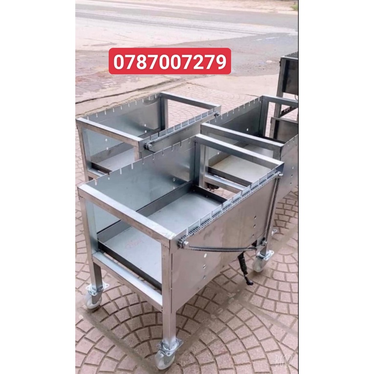 Bếp nướng than hoa tự động bếp gồm 10 xiên thẳng và 2 xiên 3 nướng gà