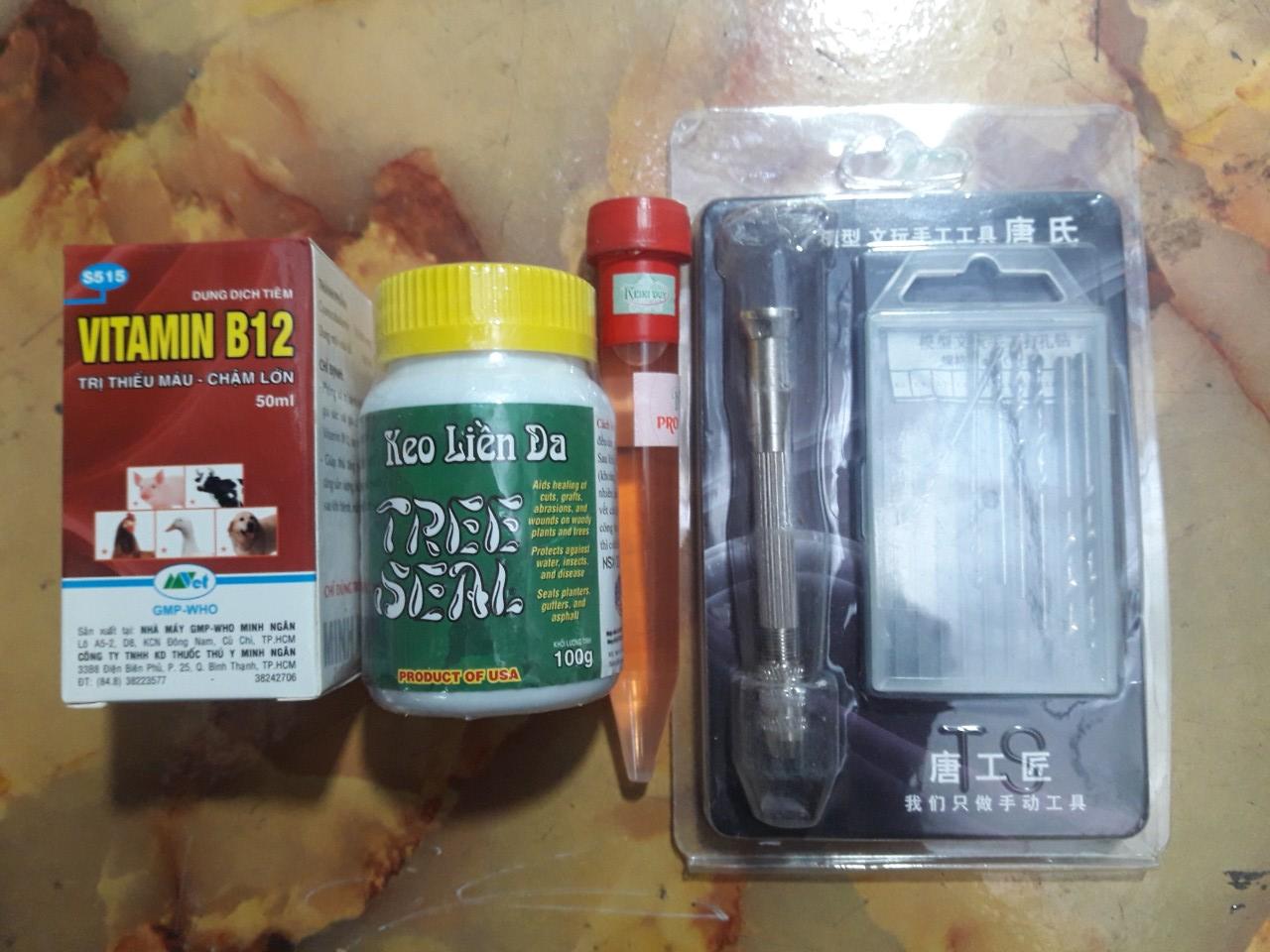 Combo kích kie kích hoa giải độc cho phong lan gồm 1 duy đỏ 1 khoan mini 1 b12 1 keo mỹ