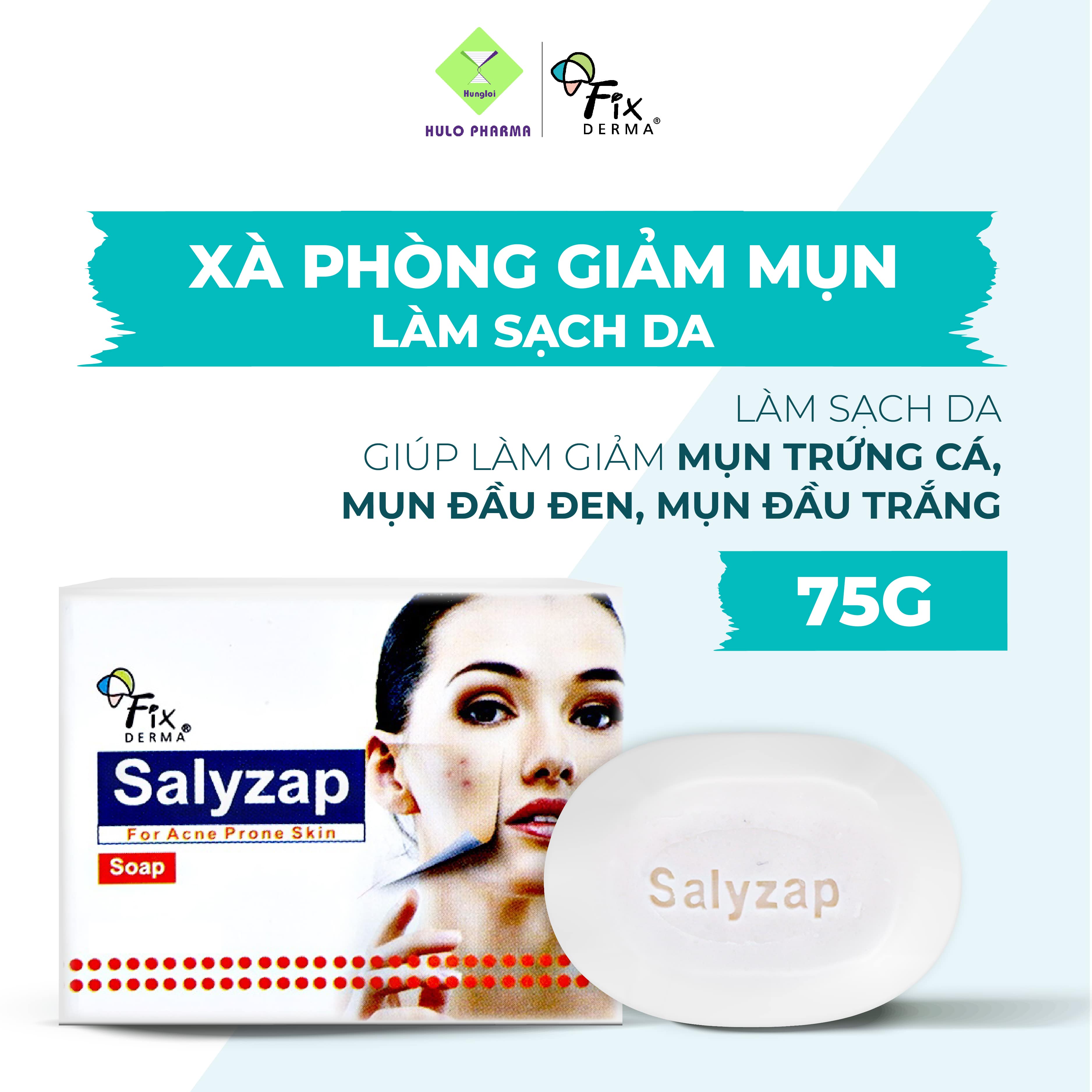 Xà Phòng Giảm Mụn Lưng, Cơ Thể FIXDERMA Salyzap Soap Làm Sạch, Kháng Khuẩn Giúp Giảm Và Ngăn Ngừa Tình Trạng Mụn Làm Cho Da Trắng Sáng 75g Hùng Lợi