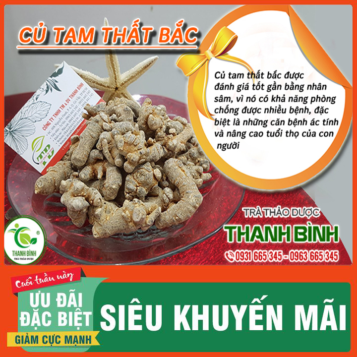 Combo 2kg củ tam thất bắc khô loại 1 cao cấp - đông y thanh bình