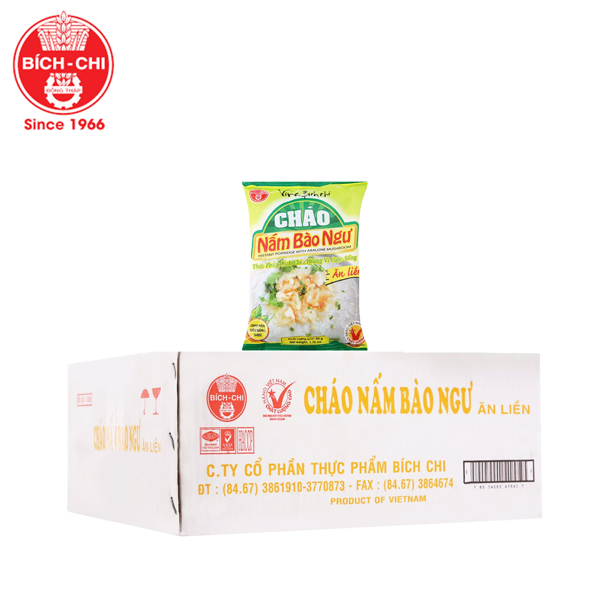 Thùng 50 gói cháo nấm bào ngư instant porridge with abalone mushroom bích chi