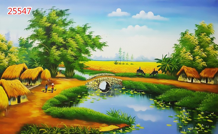 xưởng chuyên sản xuất tranh dán tường 3d đồng quê trang trí nhà cửa phòng khách in theo kích thước yêu cầu chất liệu decal pp cán bóng hoặc vải lụa giá rẻ đẹp atk